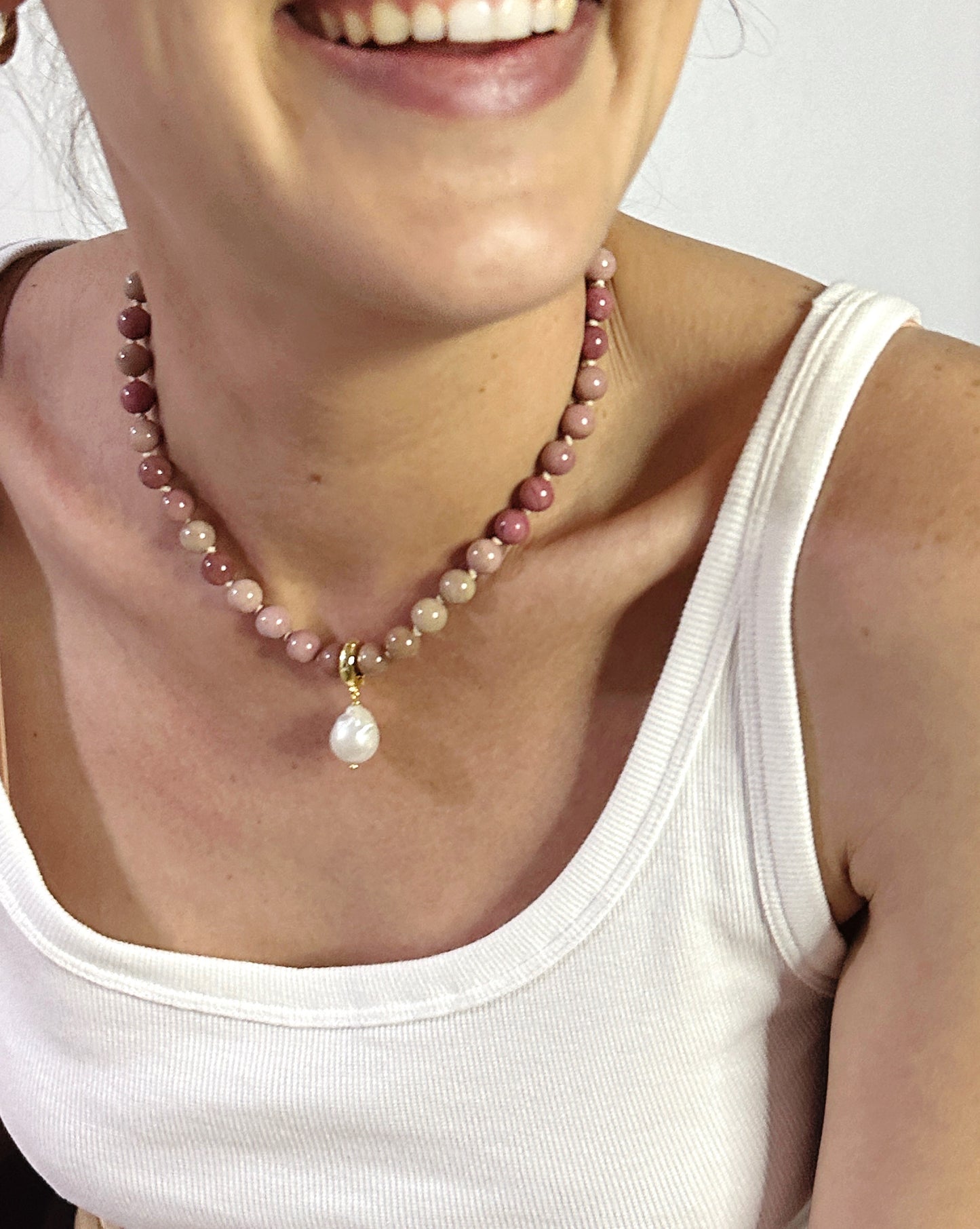 Pink Rhodonite Solo Necklaces