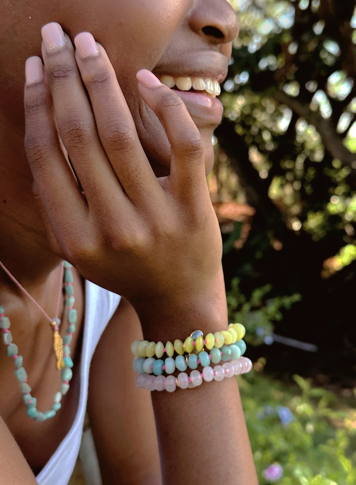 Amazonite Batya Bracelet - Pink Threads