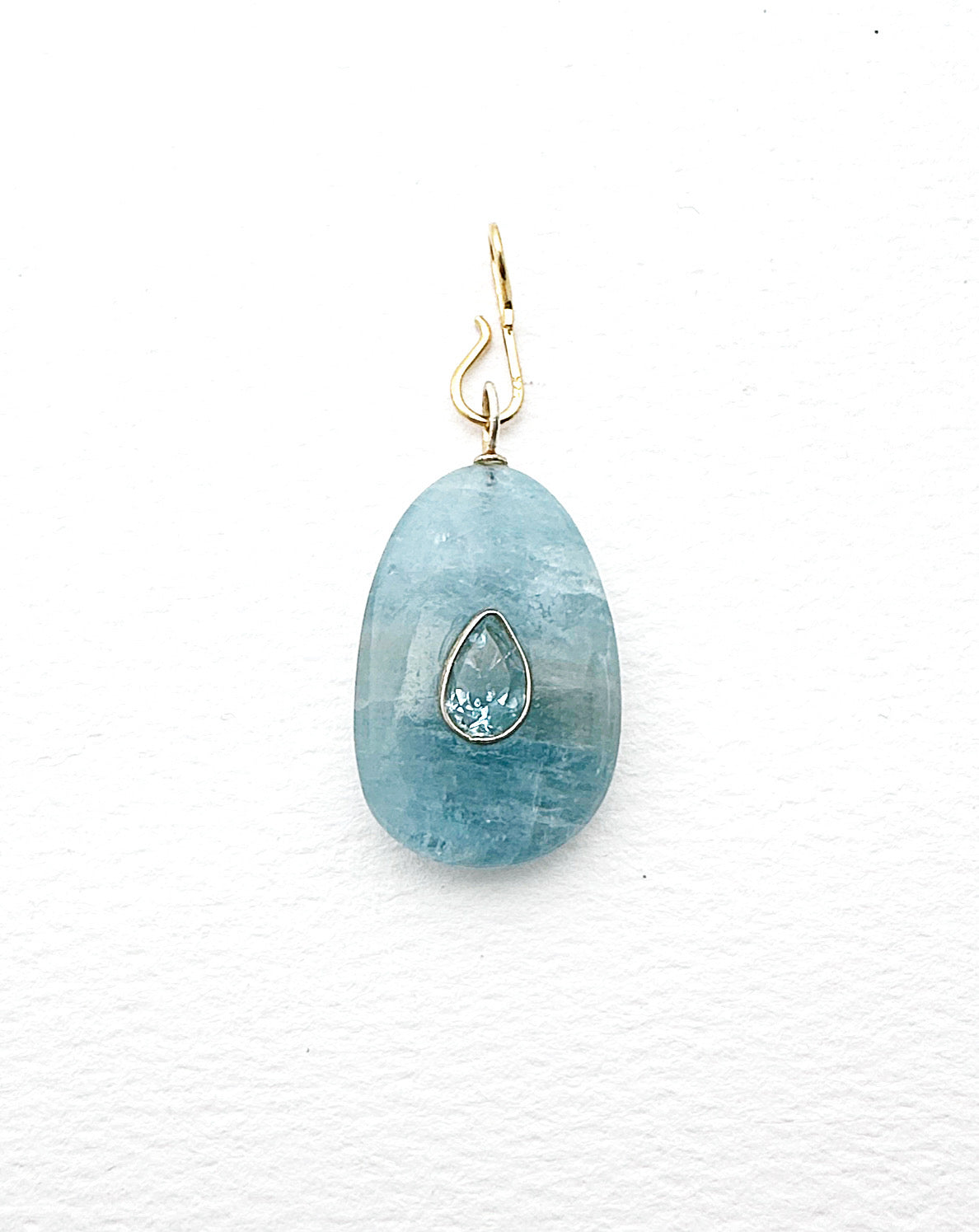 Large Aquamarine Charm on an S Clip