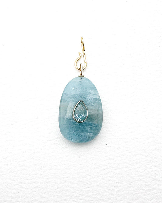 Large Aquamarine Charm on an S Clip
