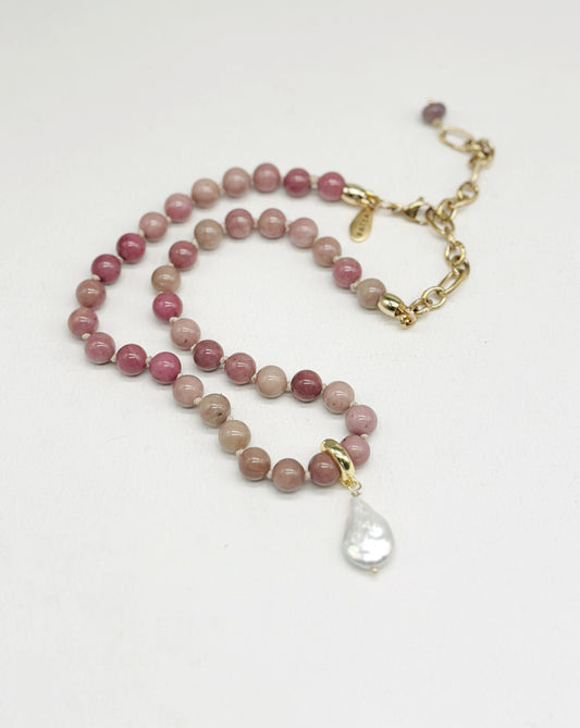 Pink Rhodonite Solo Necklaces