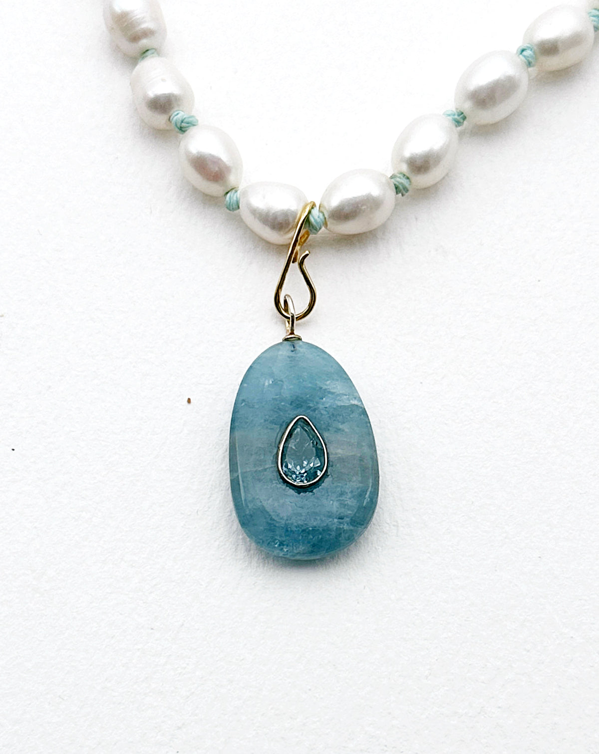 Large Aquamarine Charm on an S Clip